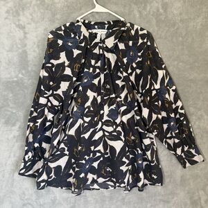 Apiece Apart Top 8 Floral Collared Blouse Sleeves Flowy Organic Cotton Button Up